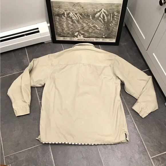 Vintage Mens Insulated Seersucker Shirt Jacket Size L Canvas Chore Barn Shacket - Picture 6 of 16